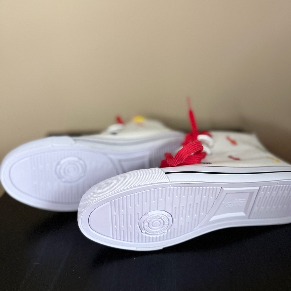 Polo Ralph Lauren Pony Print High Top Sneakers White NWT Womens 8.5 Kids 7 - Picture 9 of 11